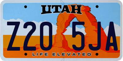 UT license plate Z205JA