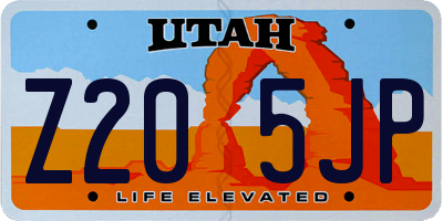 UT license plate Z205JP