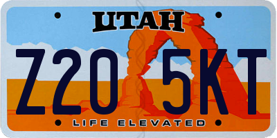 UT license plate Z205KT