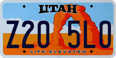 UT license plate Z205LO