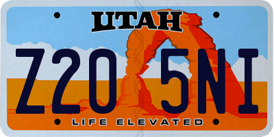UT license plate Z205NI