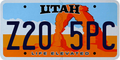 UT license plate Z205PC