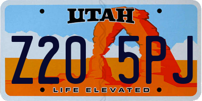 UT license plate Z205PJ