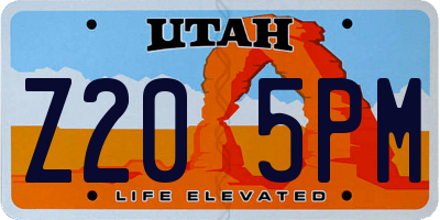 UT license plate Z205PM