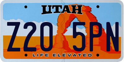 UT license plate Z205PN