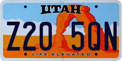 UT license plate Z205QN
