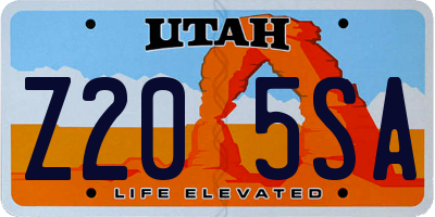 UT license plate Z205SA