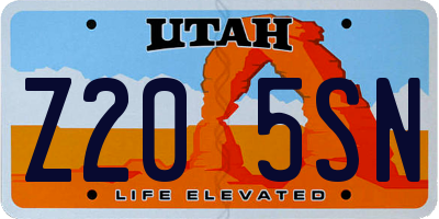 UT license plate Z205SN