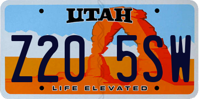 UT license plate Z205SW