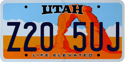 UT license plate Z205UJ