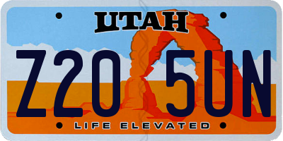 UT license plate Z205UN