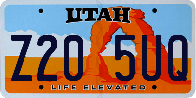 UT license plate Z205UQ