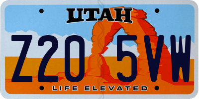 UT license plate Z205VW