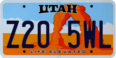 UT license plate Z205WL