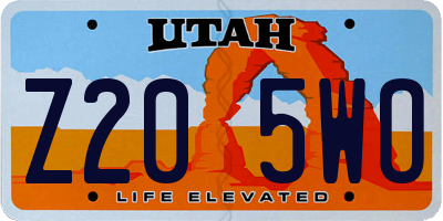 UT license plate Z205WO