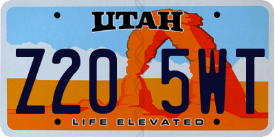 UT license plate Z205WT