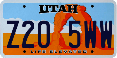 UT license plate Z205WW