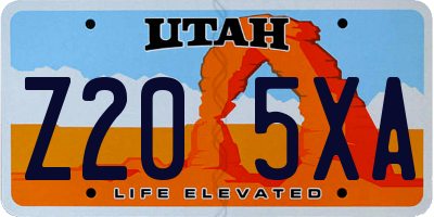 UT license plate Z205XA