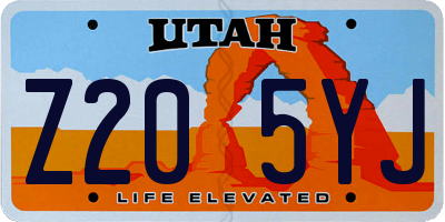 UT license plate Z205YJ