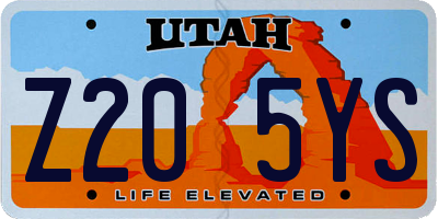 UT license plate Z205YS