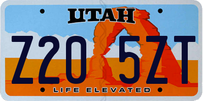 UT license plate Z205ZT