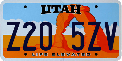 UT license plate Z205ZV