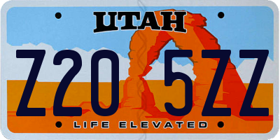 UT license plate Z205ZZ