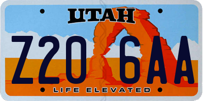 UT license plate Z206AA
