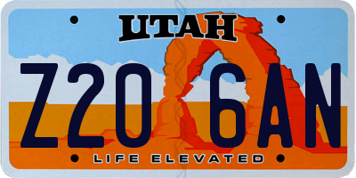 UT license plate Z206AN