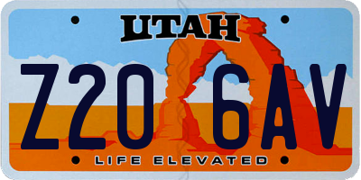 UT license plate Z206AV