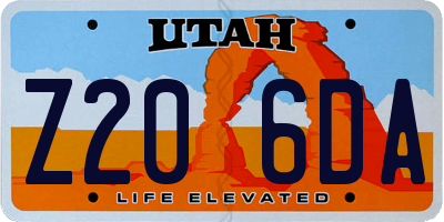 UT license plate Z206DA