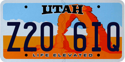 UT license plate Z206IQ