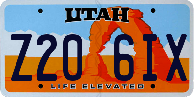 UT license plate Z206IX