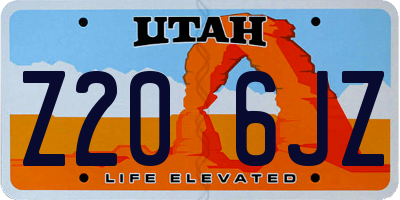 UT license plate Z206JZ