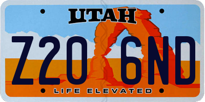 UT license plate Z206ND