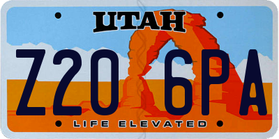 UT license plate Z206PA