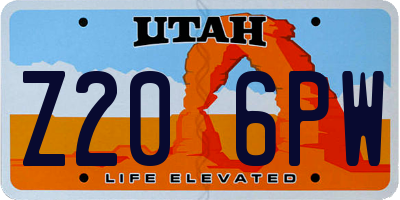 UT license plate Z206PW