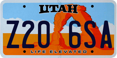 UT license plate Z206SA