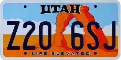 UT license plate Z206SJ