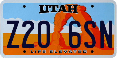 UT license plate Z206SN