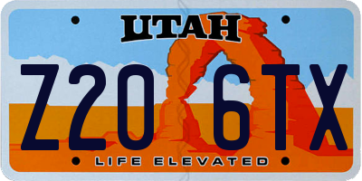 UT license plate Z206TX
