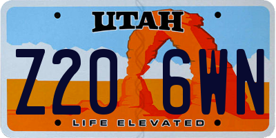 UT license plate Z206WN