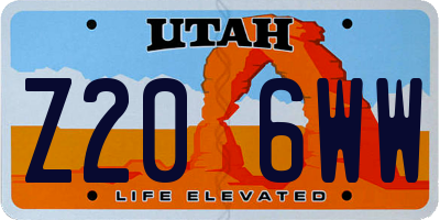 UT license plate Z206WW