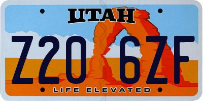 UT license plate Z206ZF