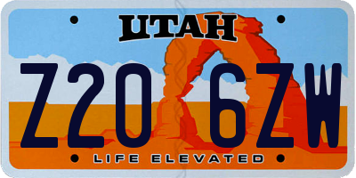 UT license plate Z206ZW