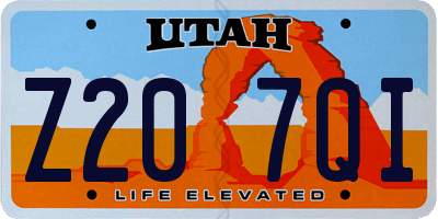 UT license plate Z207QI