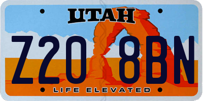 UT license plate Z208BN