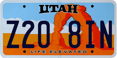 UT license plate Z208IN