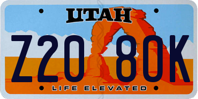 UT license plate Z208OK