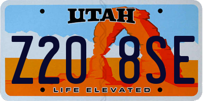 UT license plate Z208SE